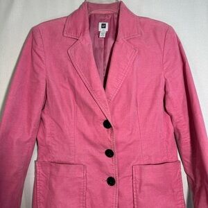 GAP Pink Women's Blazer with Black Buttons